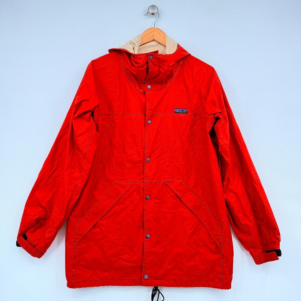 Flawed Vtg Patagonia Hooded Rain Parka Mens Medium Red Gorpcore Outdoorsy Shell